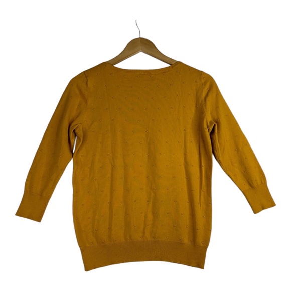 Ann Taylor Factory Swiss Dot Goldenrod Crew Neck Sweater Size Small - Picture 2 of 9
